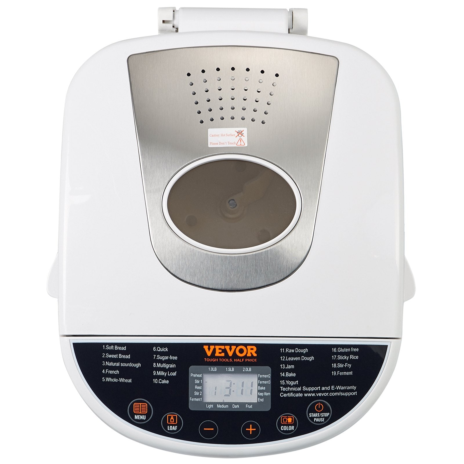 Bread Maker, 19-in-1 2LB Dough Machine, Nonstick Ceramic Pan Automatic Breadmaker With Gluten Free Setting, Whole Wheat Bread Making, Digital, Programmable, 3 Loaf Sizes, 3 Crust Colors, White